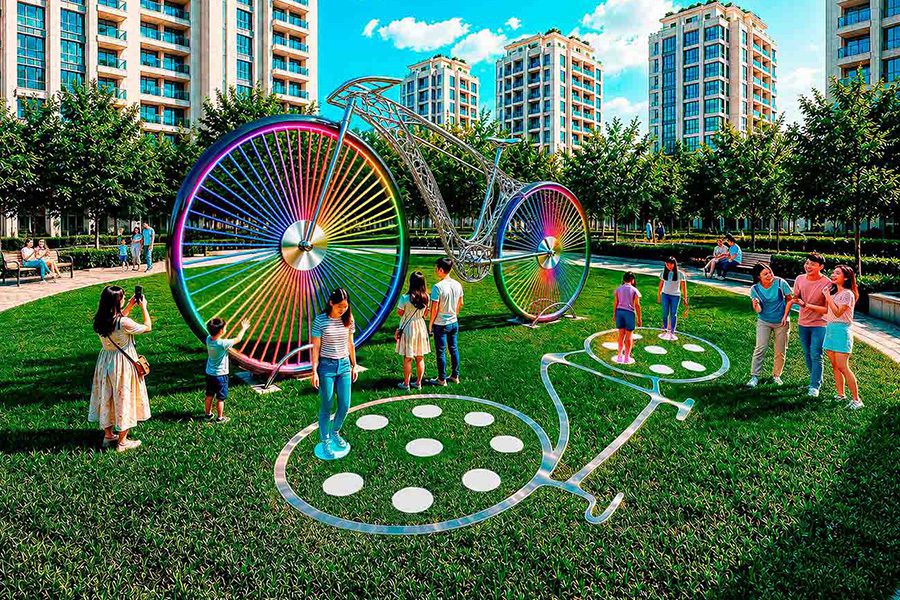 interactive public art bicycle in the park interactive public art bicycle in the park