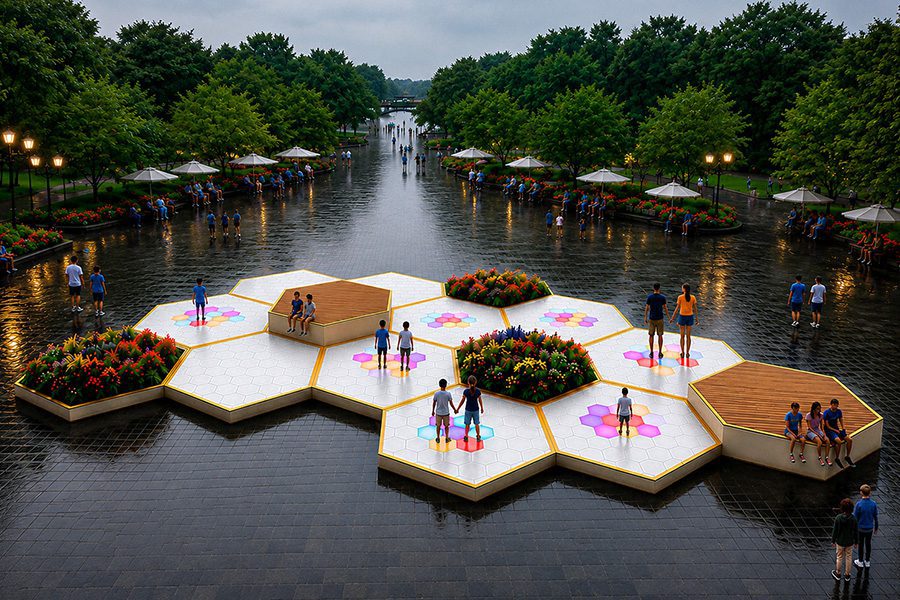 honeycombs public interactive art in city park honeycombs public interactive art in city park