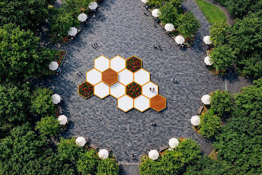 honeycombs interactive art view from top honeycombs interactive art view from top
