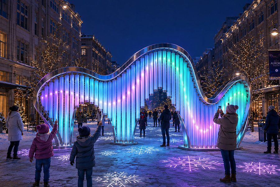 pipes with led inside creating interactive public art in the city pipes with led inside creating interactive public art in the city