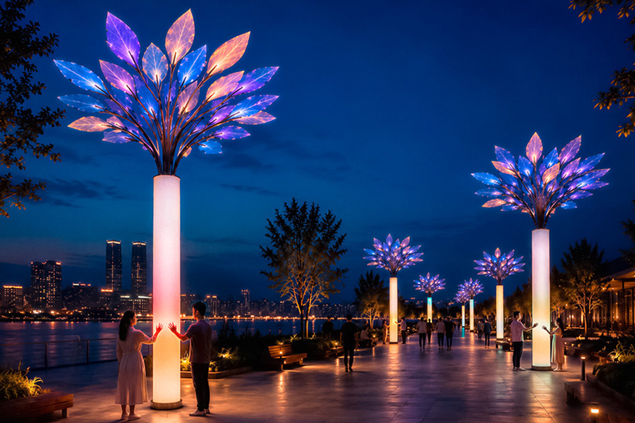 interactive art sculptures with decorative colorful branches interactive art sculptures with decorative colorful branches