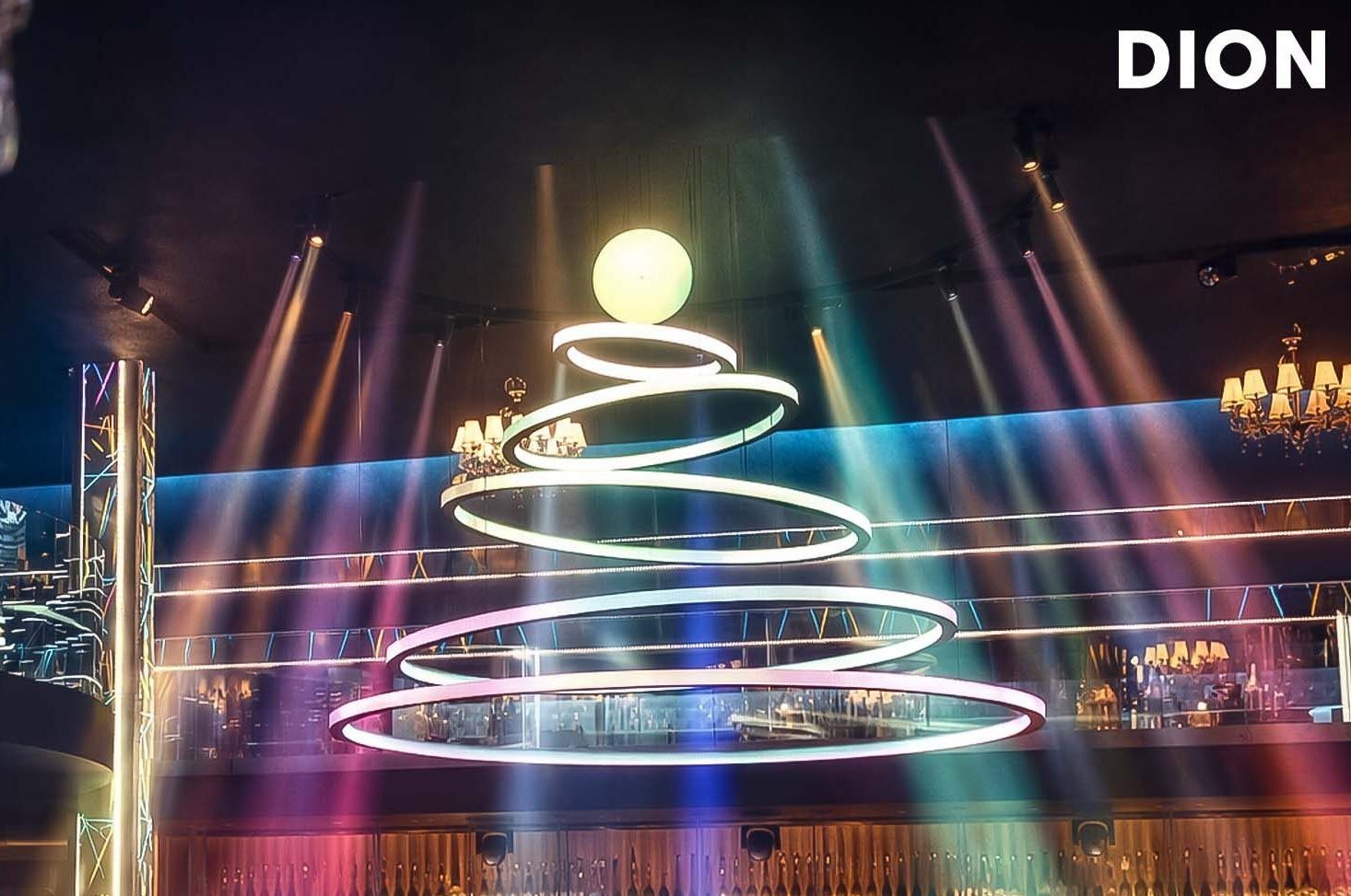 Kinetic installation of circles for a night club