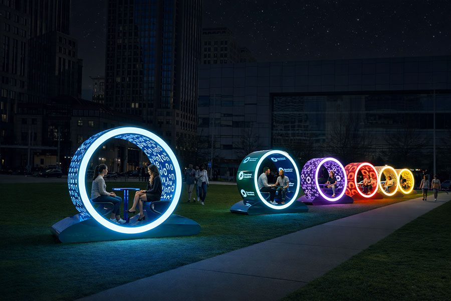 Interactive illuminated seating installation