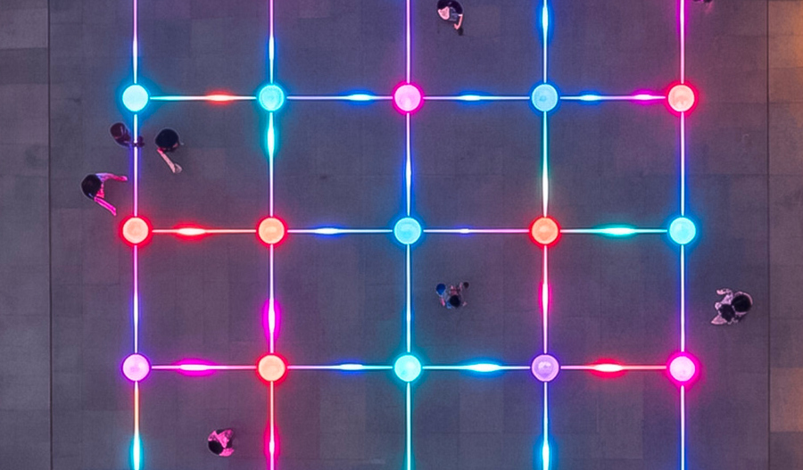 top view interactive floor squares