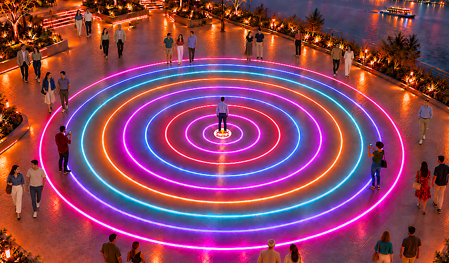 led circles floor in the park