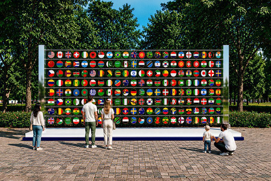 kinetic art coins with different flags