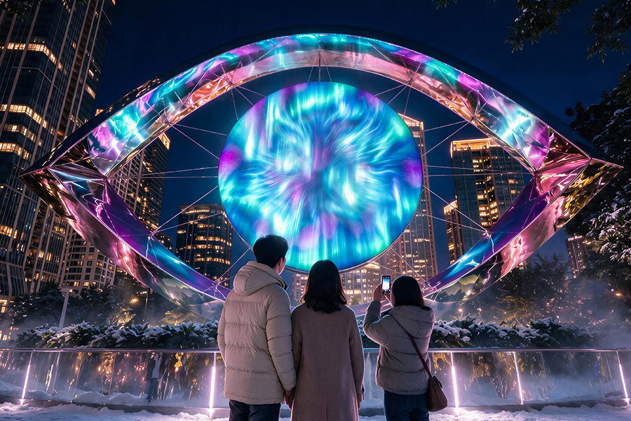winter eye installation in the park